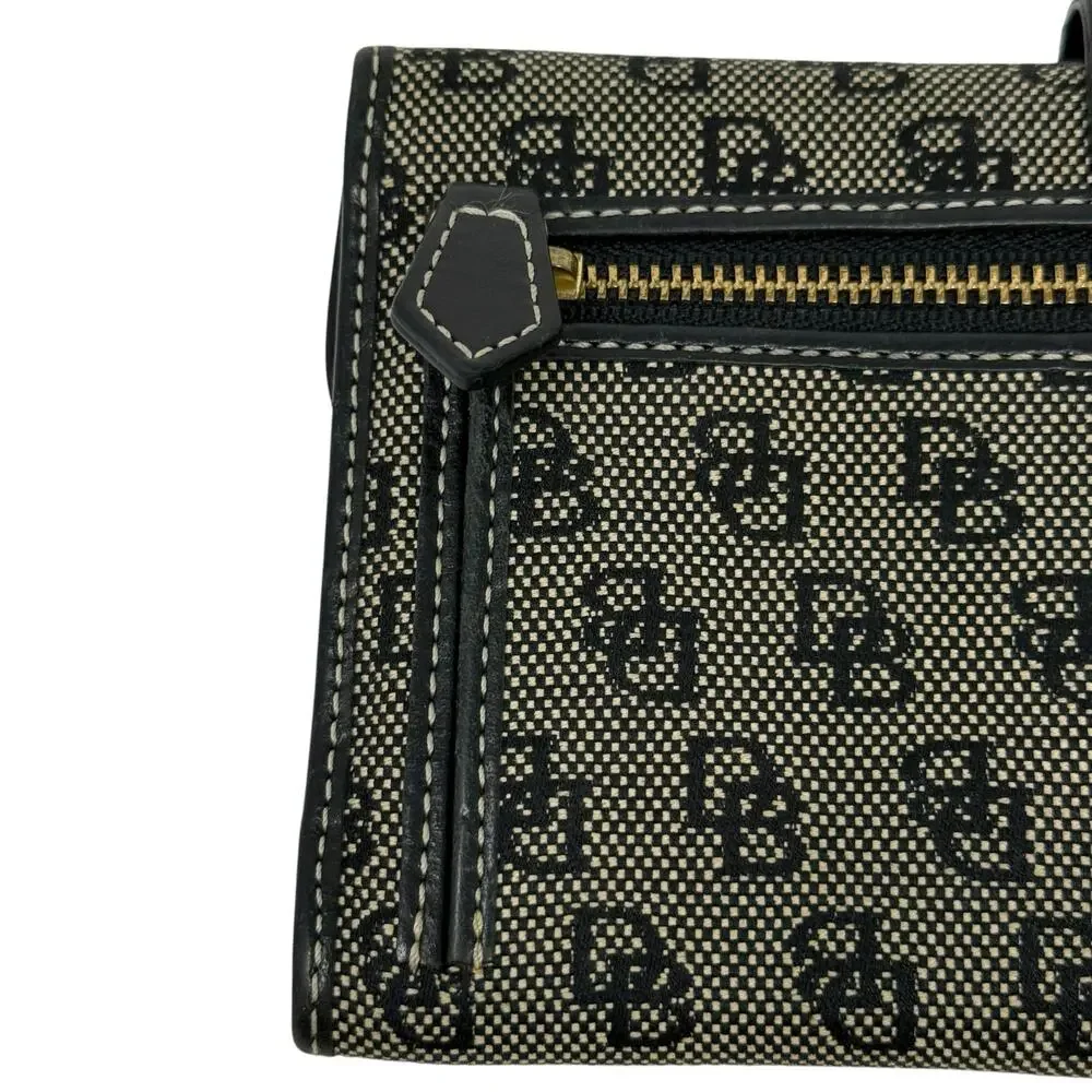 Vintage Dooney & Bourke Black DB Monogram Logo Lock Wallet‎ Organizer Clutch